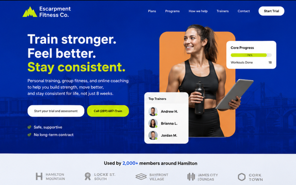 Escarpment Fitness Co. website preview