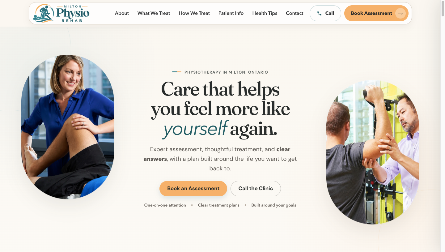 MiltonPhysioRehab Desktop View
