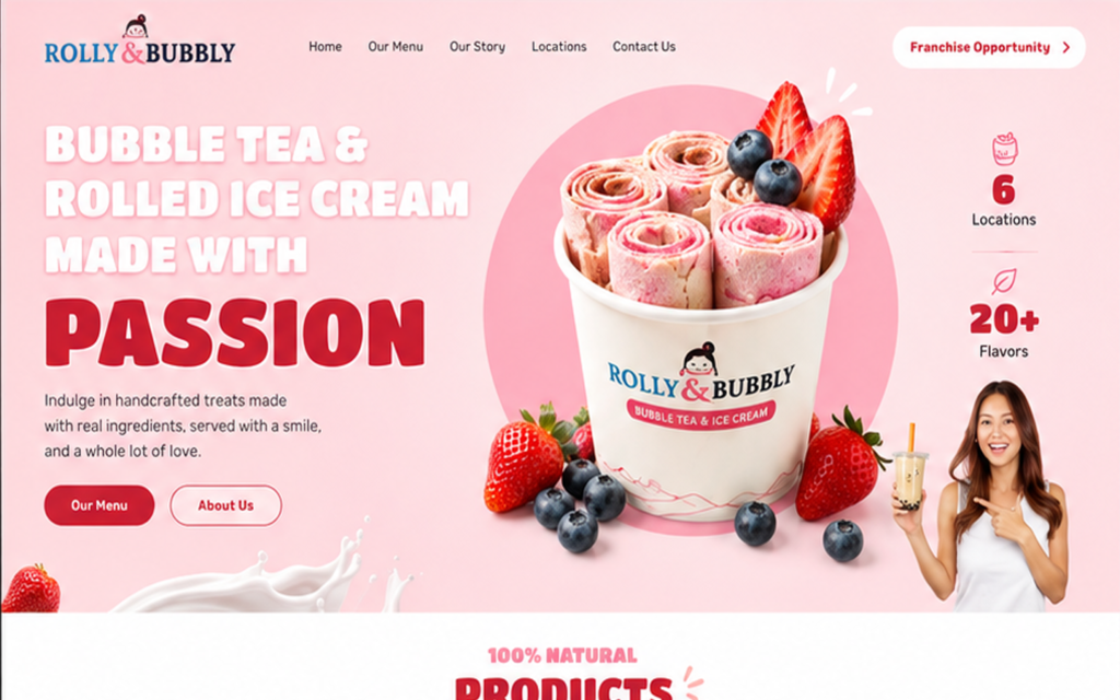 Rolly & Bubbly Icecream website preview