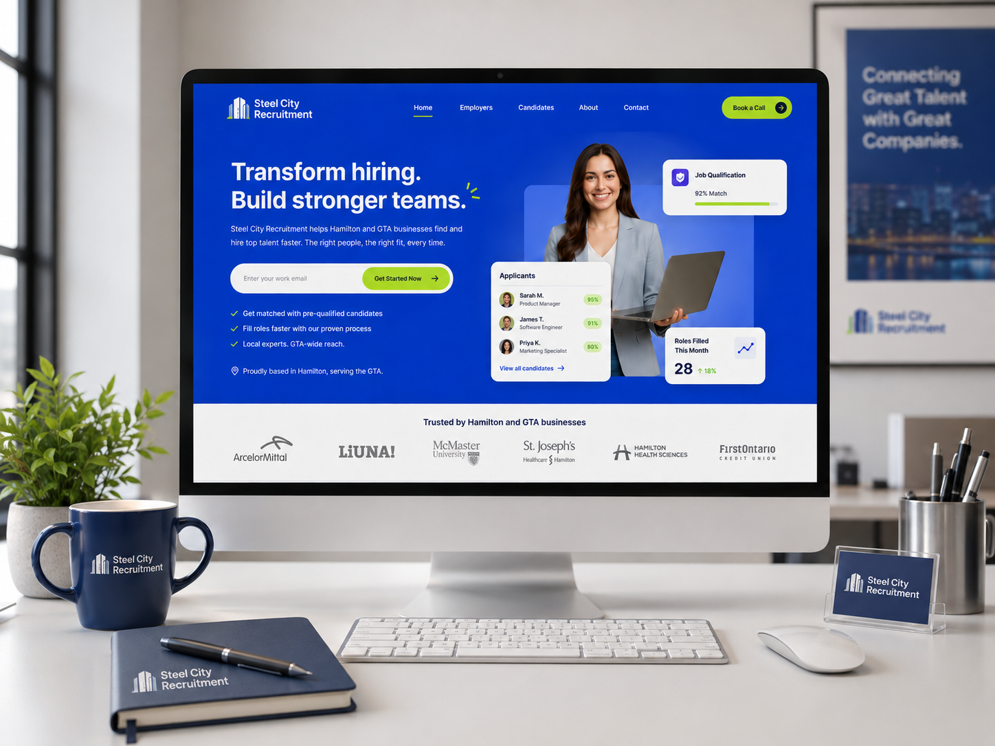 Steel City Recruitment desktop website shown on a device