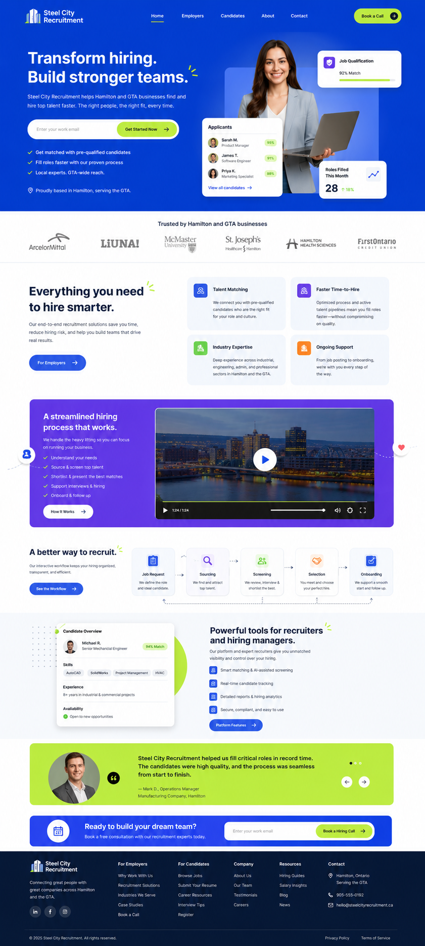 Complete full-page website design for Steel City Recruitment